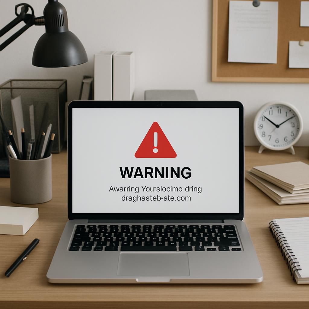 "Laptop image with warning symbol on screen"
